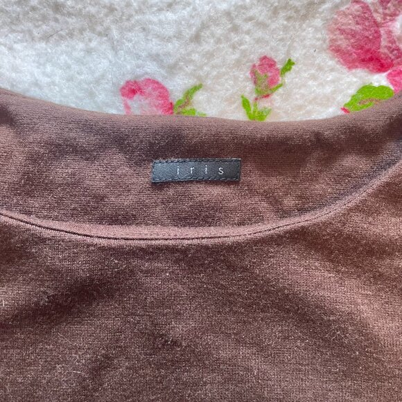 Y2K wool blend fur sleeve brown boatneck cropped sweater! - Picture 12 of 14